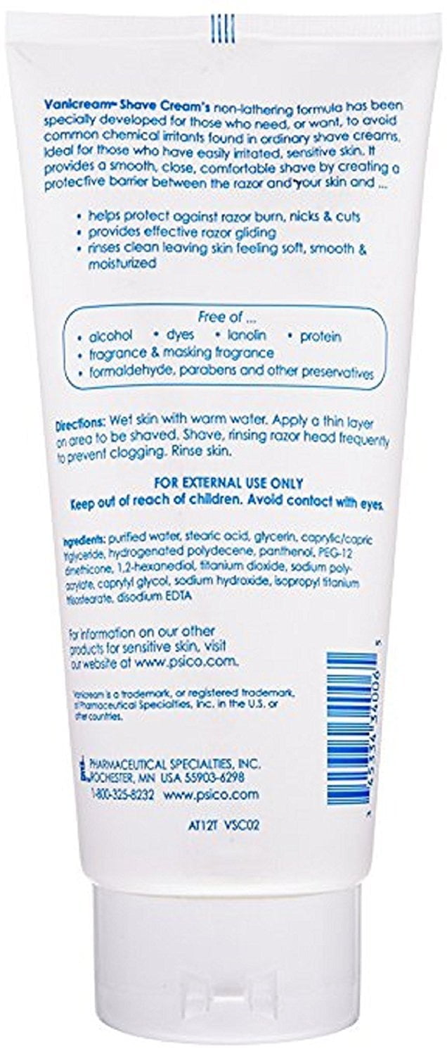 Vanicream Shave Cream For Sensitive Skin 6 oz