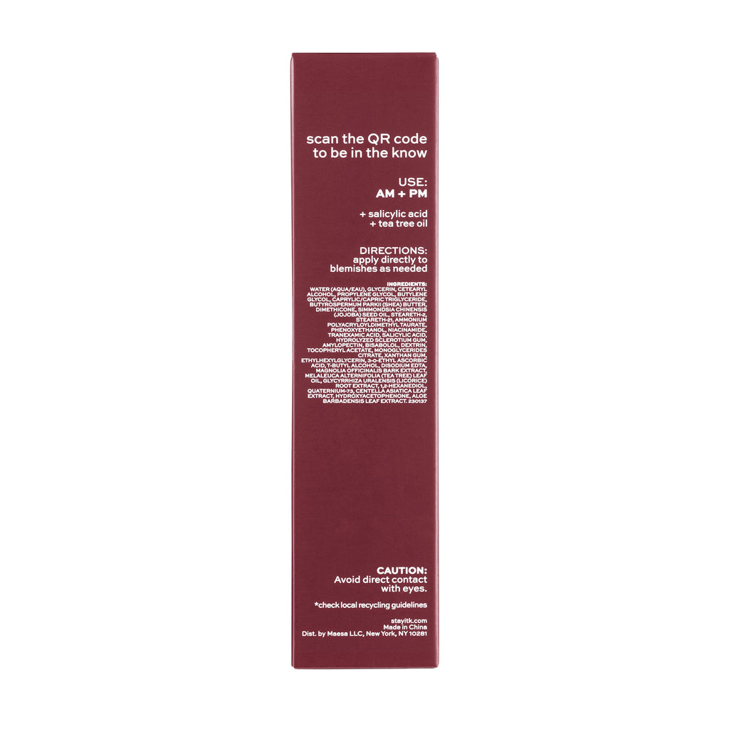 ITK Skincare Blemish Acne Spot Treatment with 0.5% Salicylic Acid + Tea Tree Oil for All Skin Types, 0.5 oz