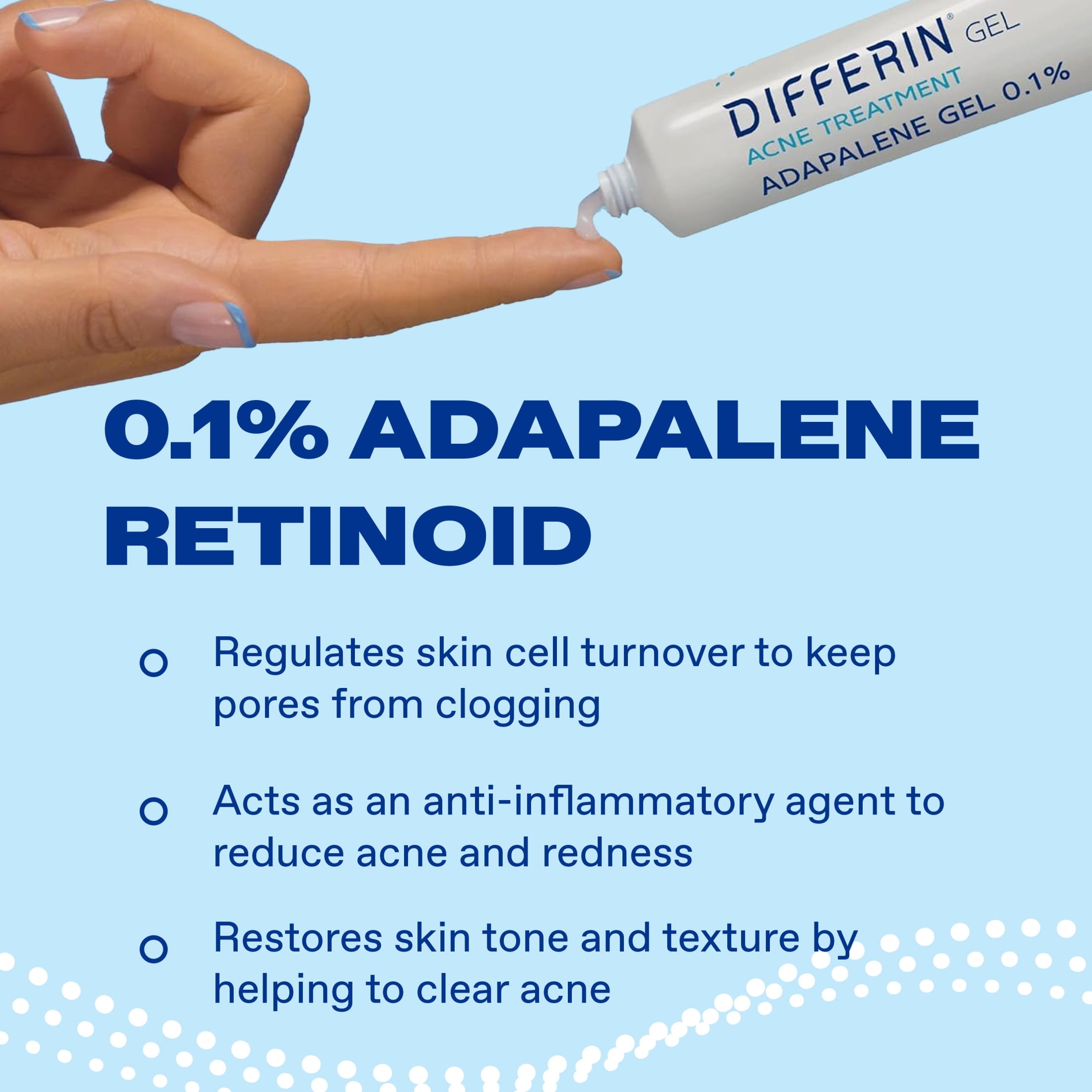 Differin Acne Treatment Gel, Retinoid Treatment for Face with 0.1% Adapalene, Gentle Skin Care for Acne Prone Sensitive Skin, 1.6 OZ