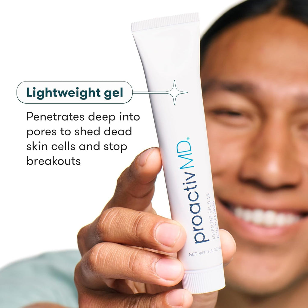 ProactivMD Paraben Free Adapalene Gel Acne Treatment, Prescription Strength Retinoid for Face and Body Acne, 0.1% Solution, 1.6 Oz