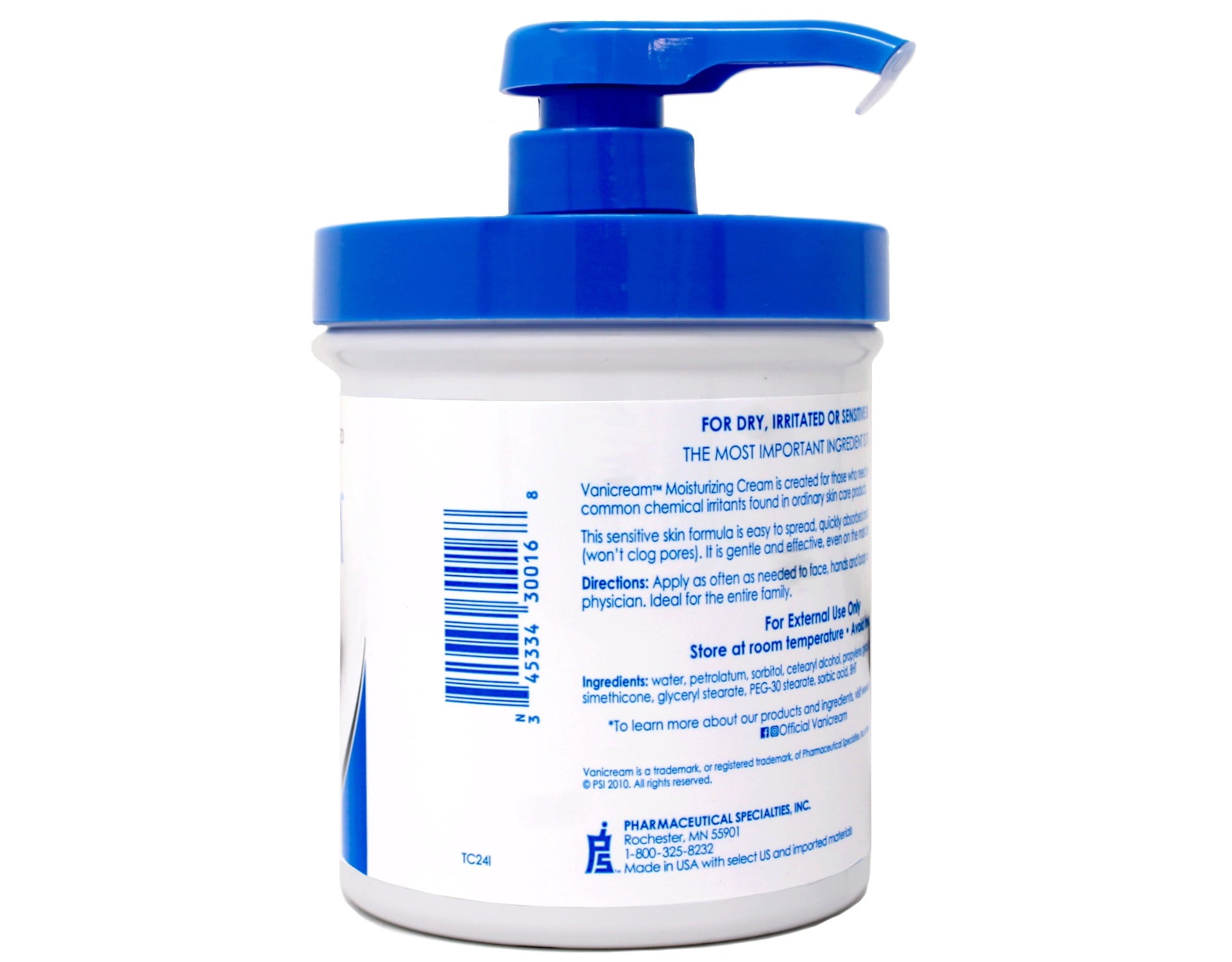 2 Pack - Vanicream Moisturizing Skin Cream for Sensitive Skin with Pump Dispenser - 16 fl oz (1 lb)