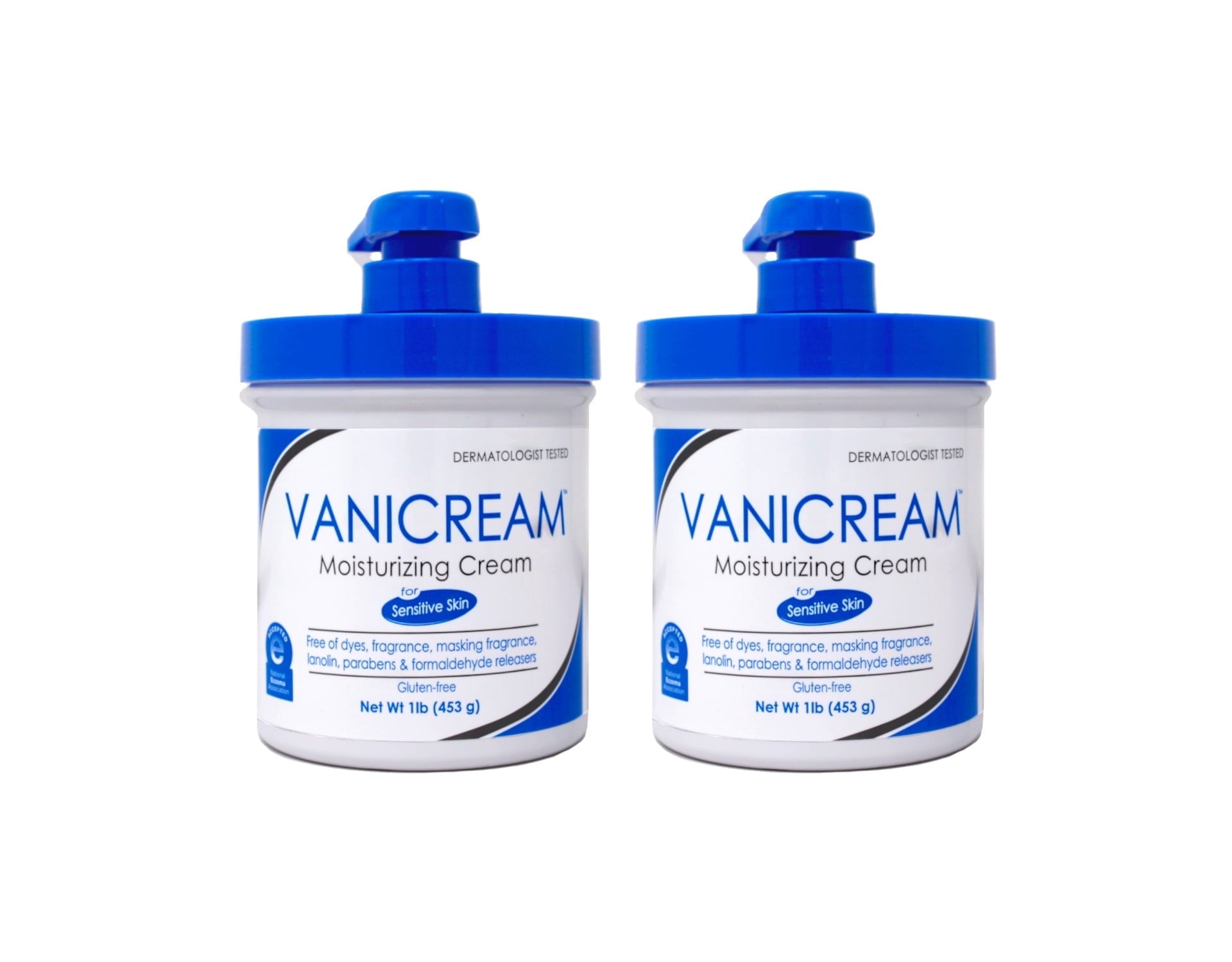 2 Pack - Vanicream Moisturizing Skin Cream for Sensitive Skin with Pump Dispenser - 16 fl oz (1 lb)