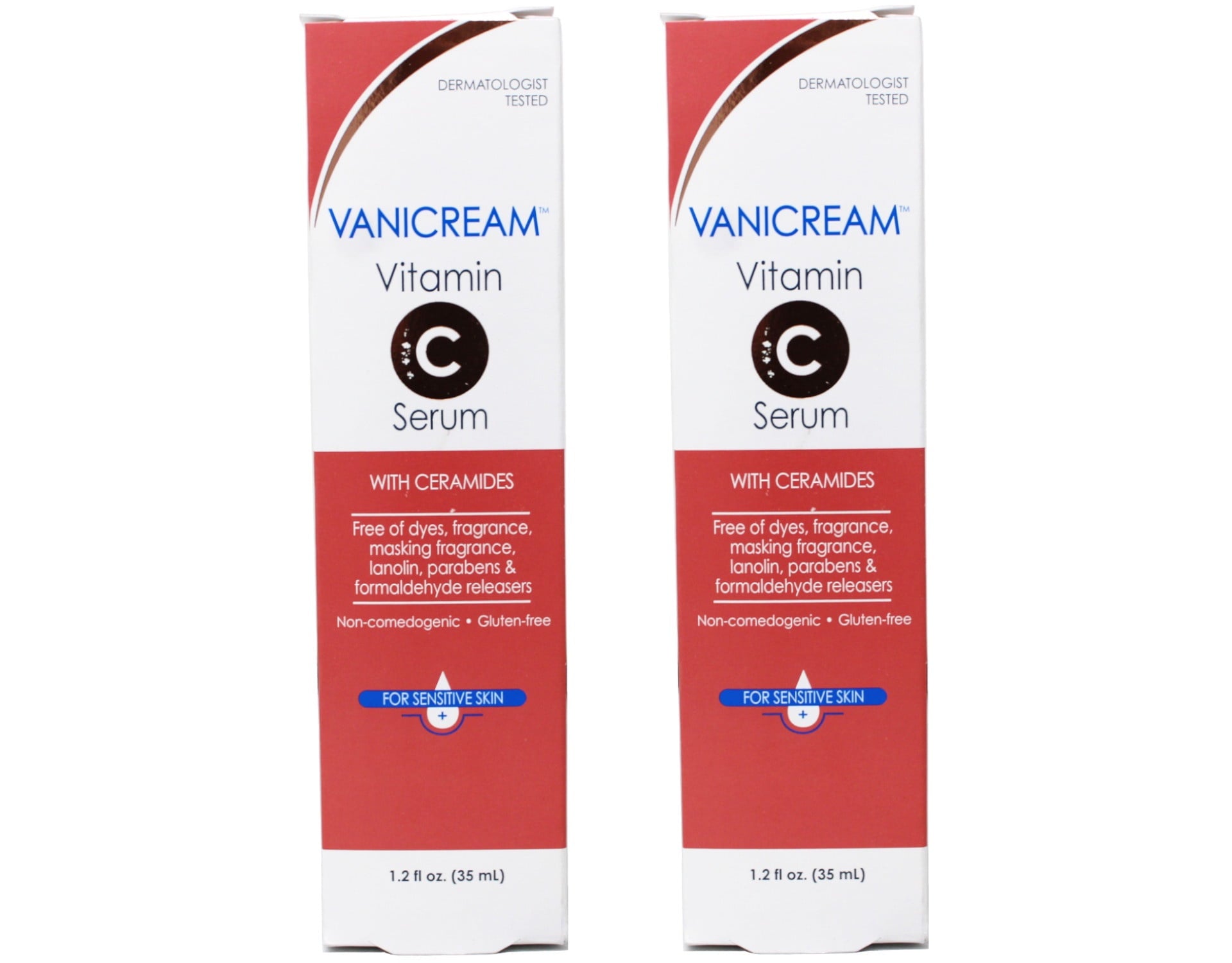 2 Pack - Vanicream Vitamin C Face Serum with Ceramides for Sensitive Skin - 1.2 fl oz