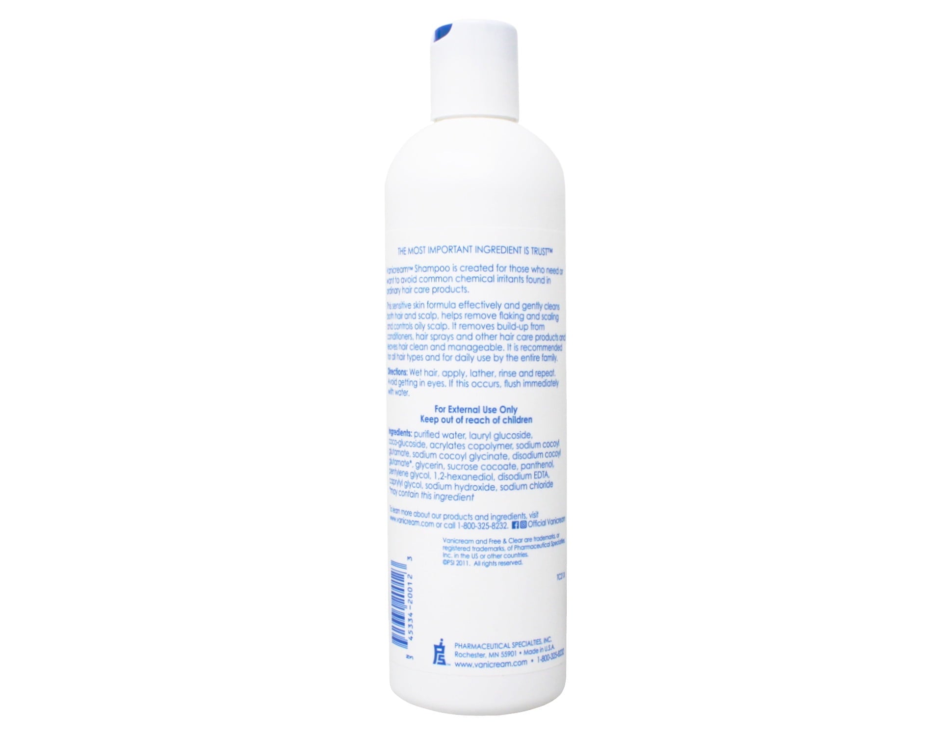 (2 pack) Vanicream Free & Clear Sulfate-Free for Sensitive Skin Adult Daily Shampoo, Fragrance-Free, 12 fl oz