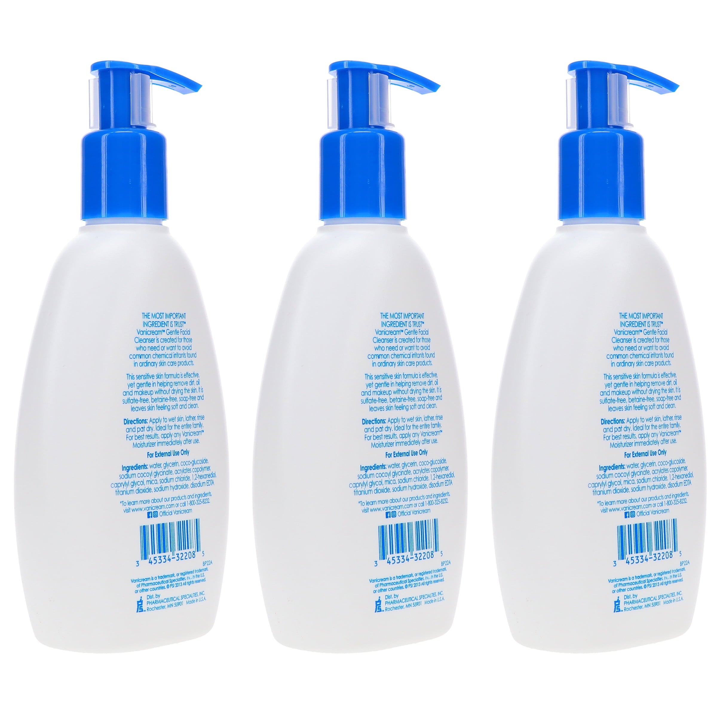 Vanicream Gentle Facial Cleanser 8 oz 3 Pack