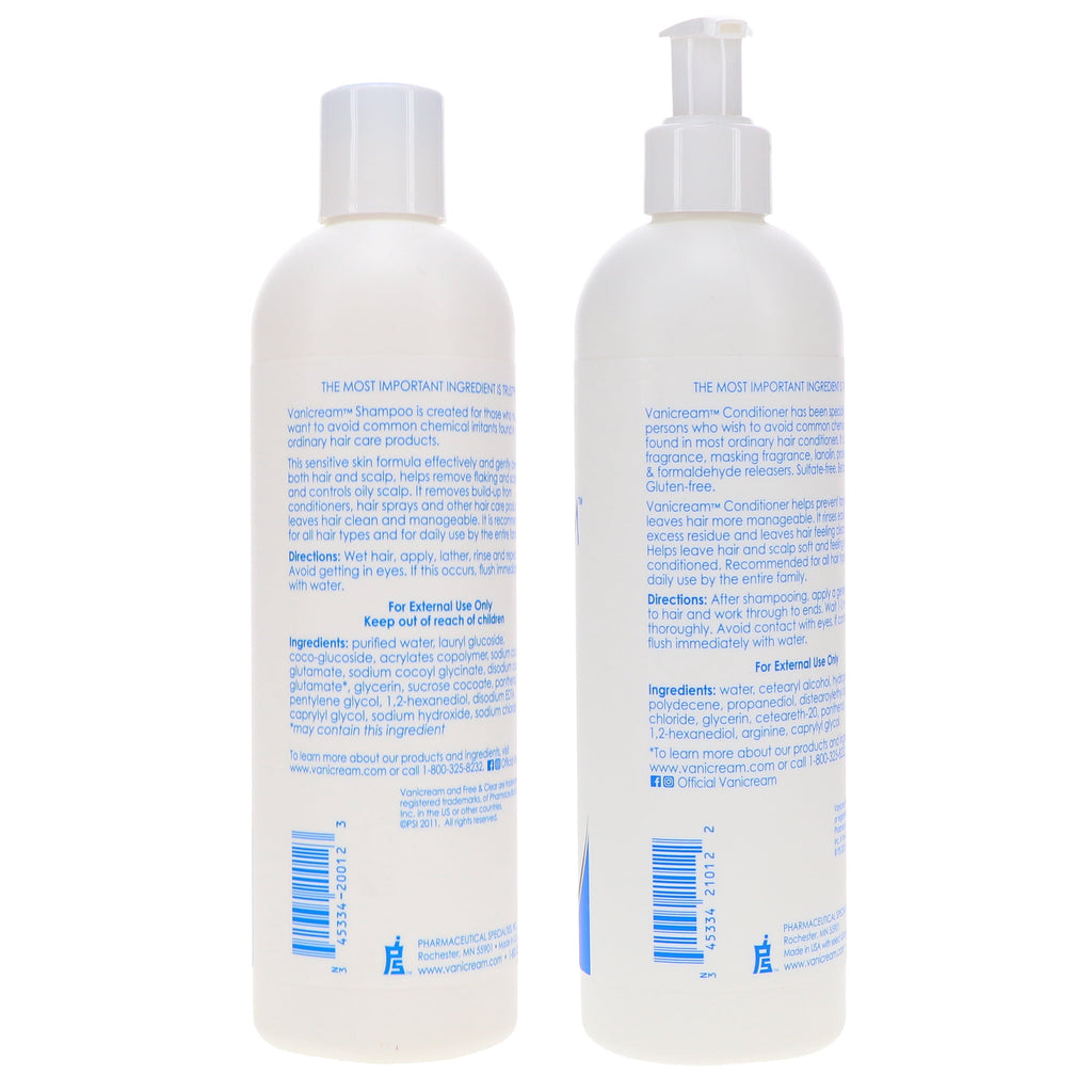 Vanicream (Free & Clear) Shampoo 12 oz & Conditioner 12 oz Combo Pack