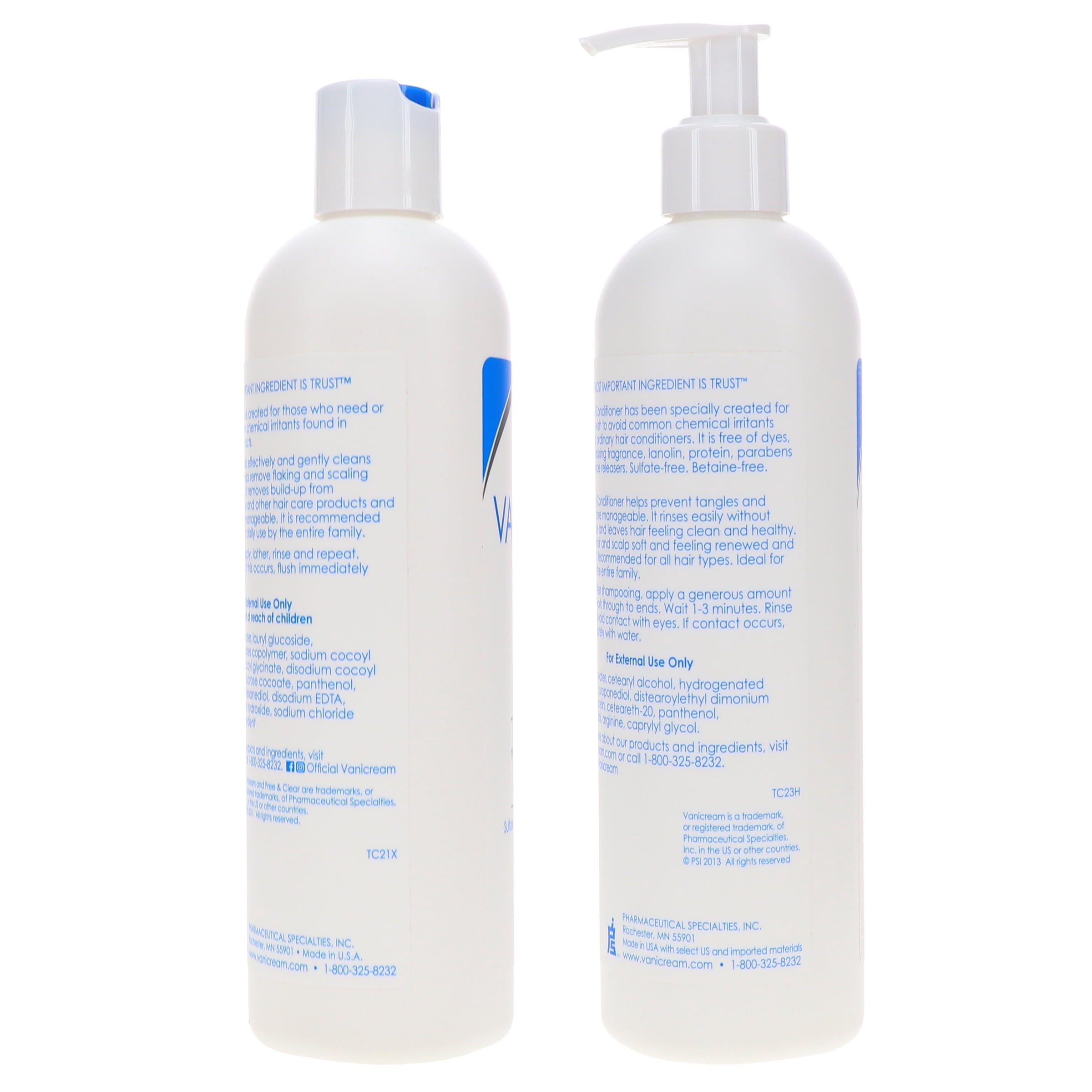 Vanicream (Free & Clear) Shampoo 12 oz & Conditioner 12 oz Combo Pack