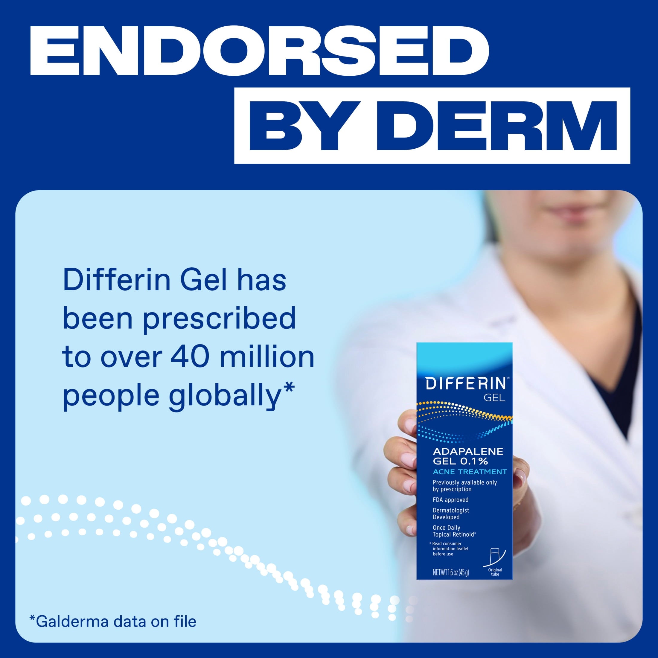 Differin Acne Treatment Gel, Retinoid Treatment for Face with 0.1% Adapalene, Gentle Skin Care for Acne Prone Sensitive Skin, 1.6 OZ