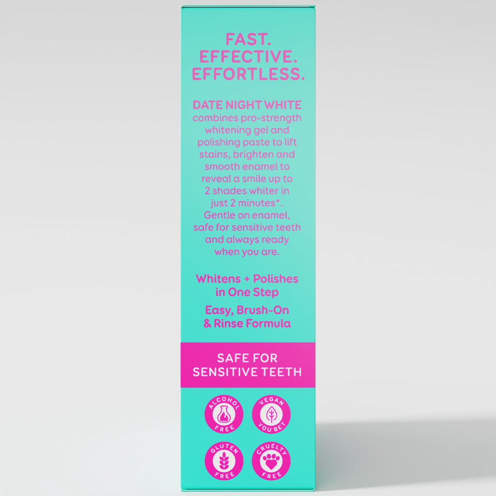 Grin Date Night White Brush-On Whitening Treatment, 2 Shades Whiter in 2 Minutes, Whitens + Polishes in One Step, Safe for Sensitive Teeth, 2 fl oz (60 mL)