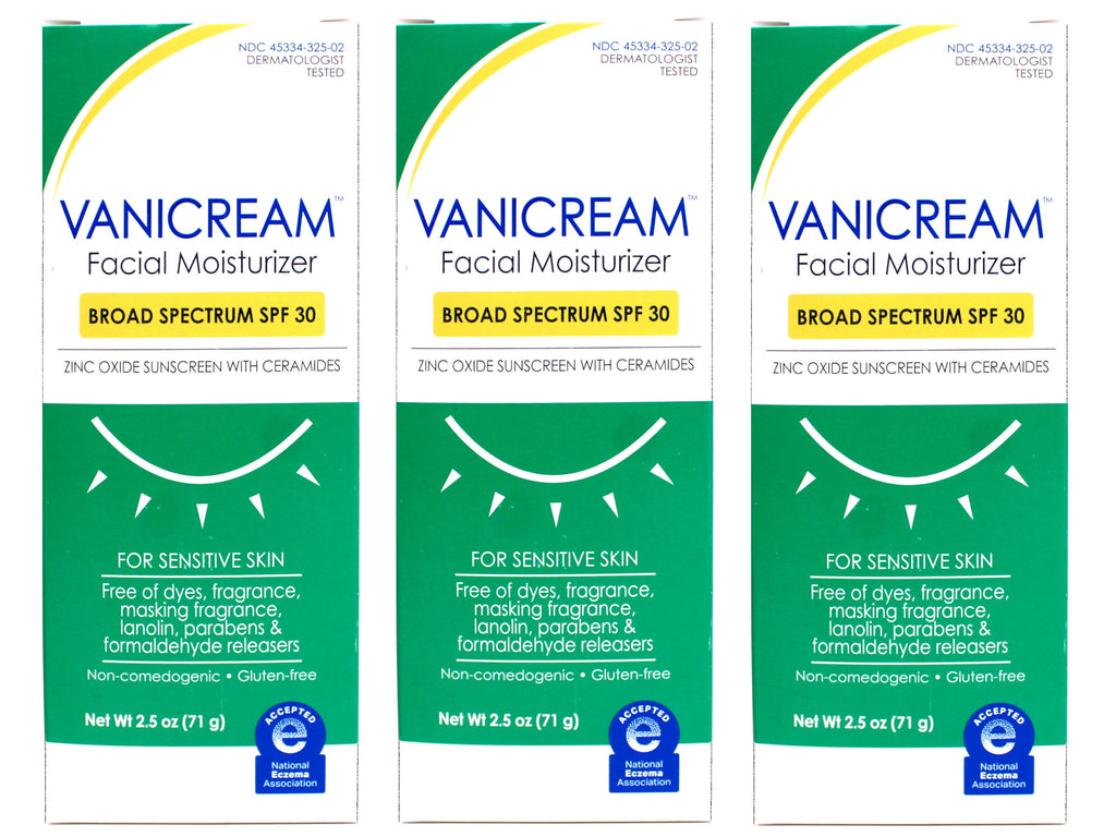 3 Pack - Vanicream Facial Moisturizer with SPF 30, Sunscreen with Ceramides, for Sensitive Skin, 2.5 OZ