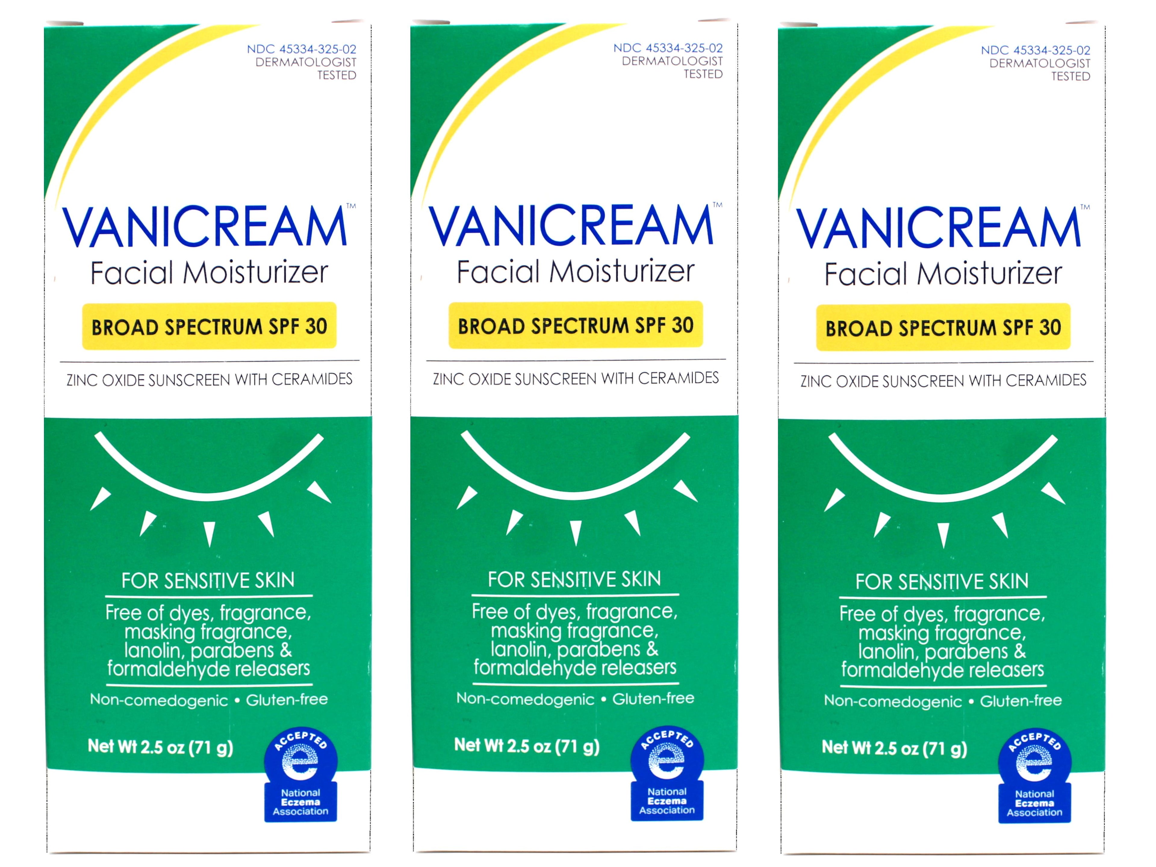 3 Pack - Vanicream Facial Moisturizer with SPF 30, Sunscreen with Ceramides, for Sensitive Skin, 2.5 OZ