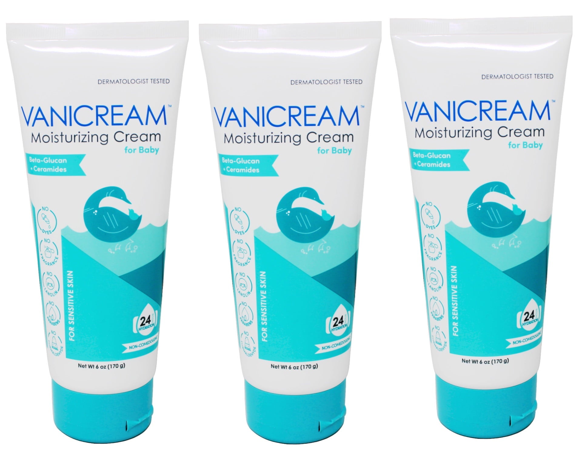 3 Pack - Vanicream Moisturizing Cream for Baby - 6oz - Moisturizer Formulated Without Common Irritants for Those with Sensitive Skin