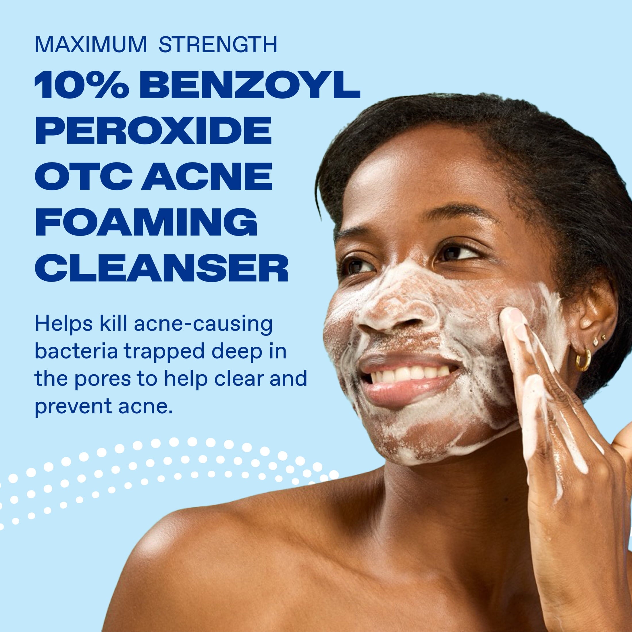 Differin Maximum Strength Acne Foaming Cleanser Face and Body Wash with 10% Benzoyl Peroxide, Fast-Acting Acne Treatment, 5 fl oz