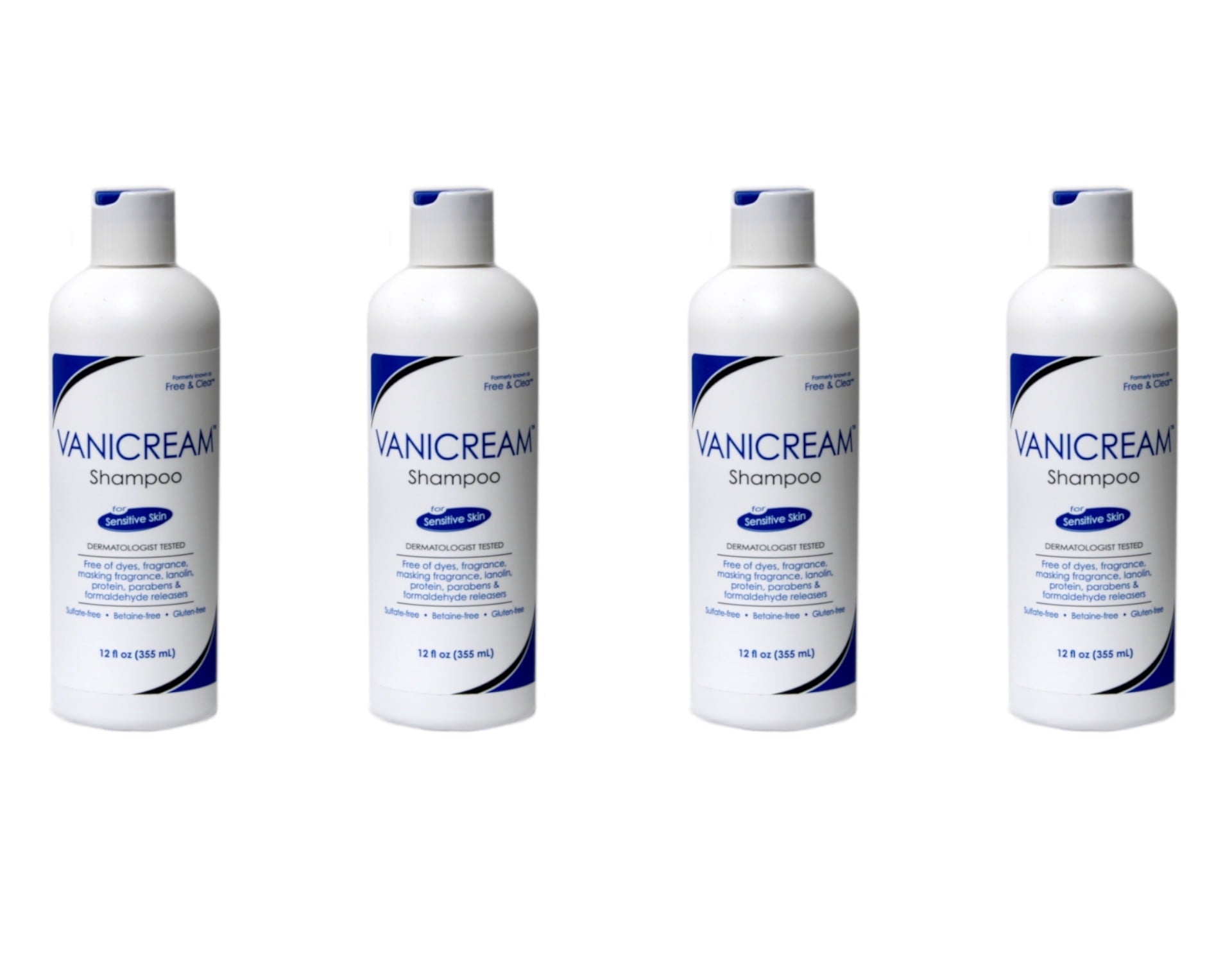 4 Pack - Vanicream Hair Shampoo for Sensitive Skin , 12 FL OZ