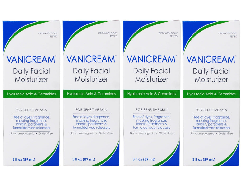 4 Pack - Vanicream Daily Facial Moisturizer For Sensitive Skin, Hyaluronic Acid & Ceramides 89 ml / 3 oz