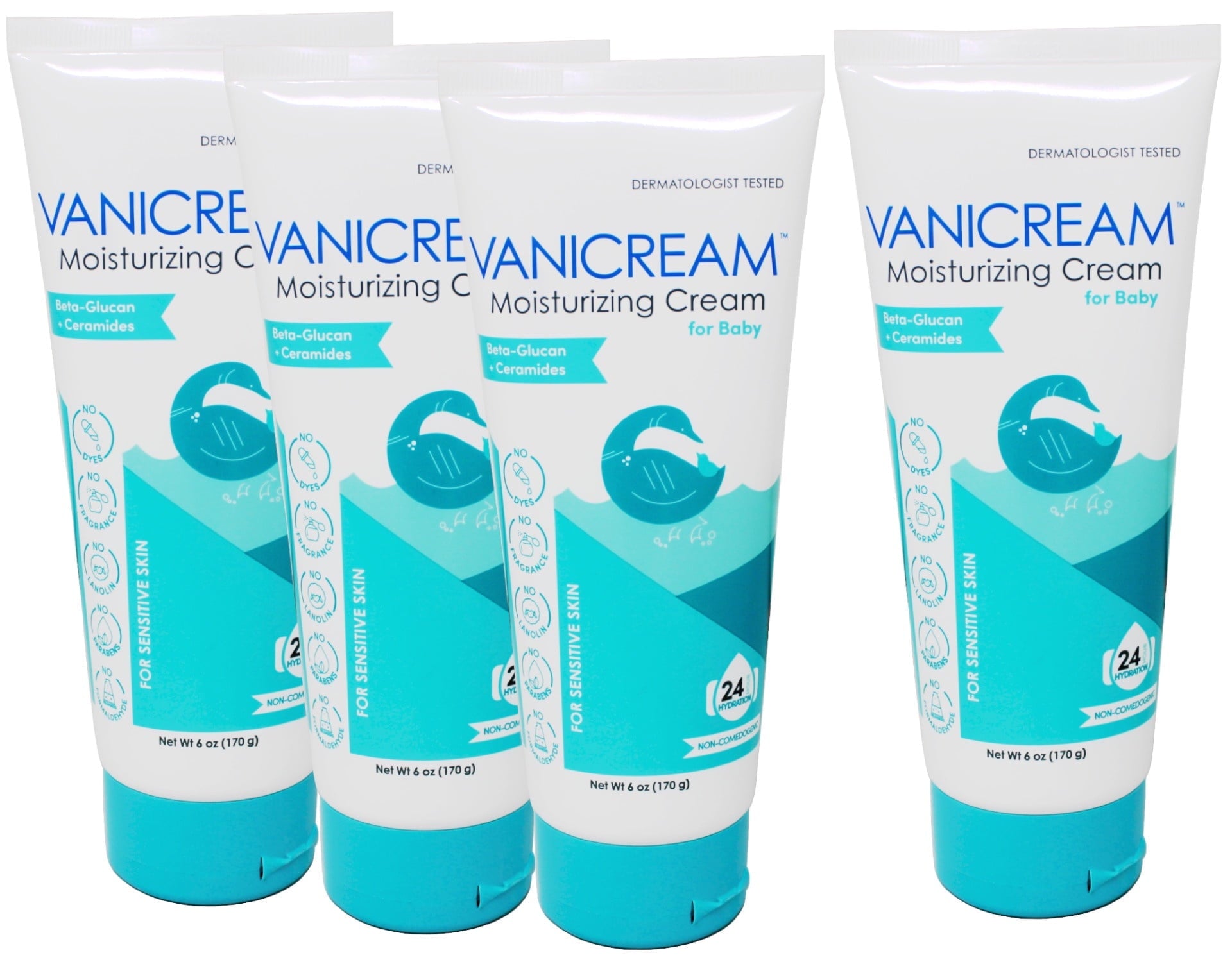 4 Pack - Vanicream Moisturizing Cream for Baby - 6oz - Moisturizer Formulated Without Common Irritants for Those with Sensitive Skin