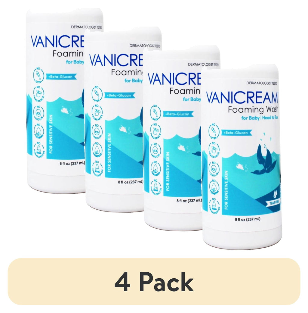 (4 pack) Vanicream Foaming Wash, For Baby, Sensitive Skin, Tear Free, 8 fl oz (237 ml)