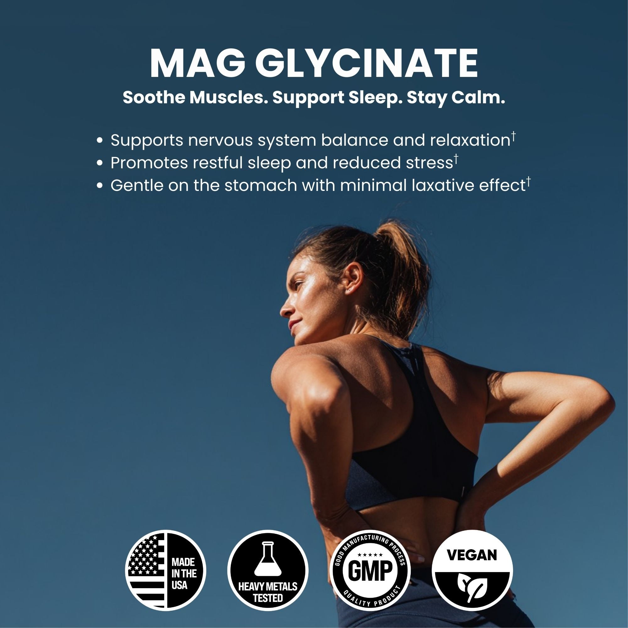 Magnesium Glycinate Supplement for Relaxation & Muscle Support, 90 Capsules
