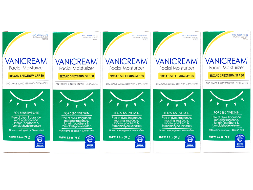 5 Pack - Vanicream Facial Moisturizer with SPF 30, Sunscreen with Ceramides, for Sensitive Skin, 2.5 OZ