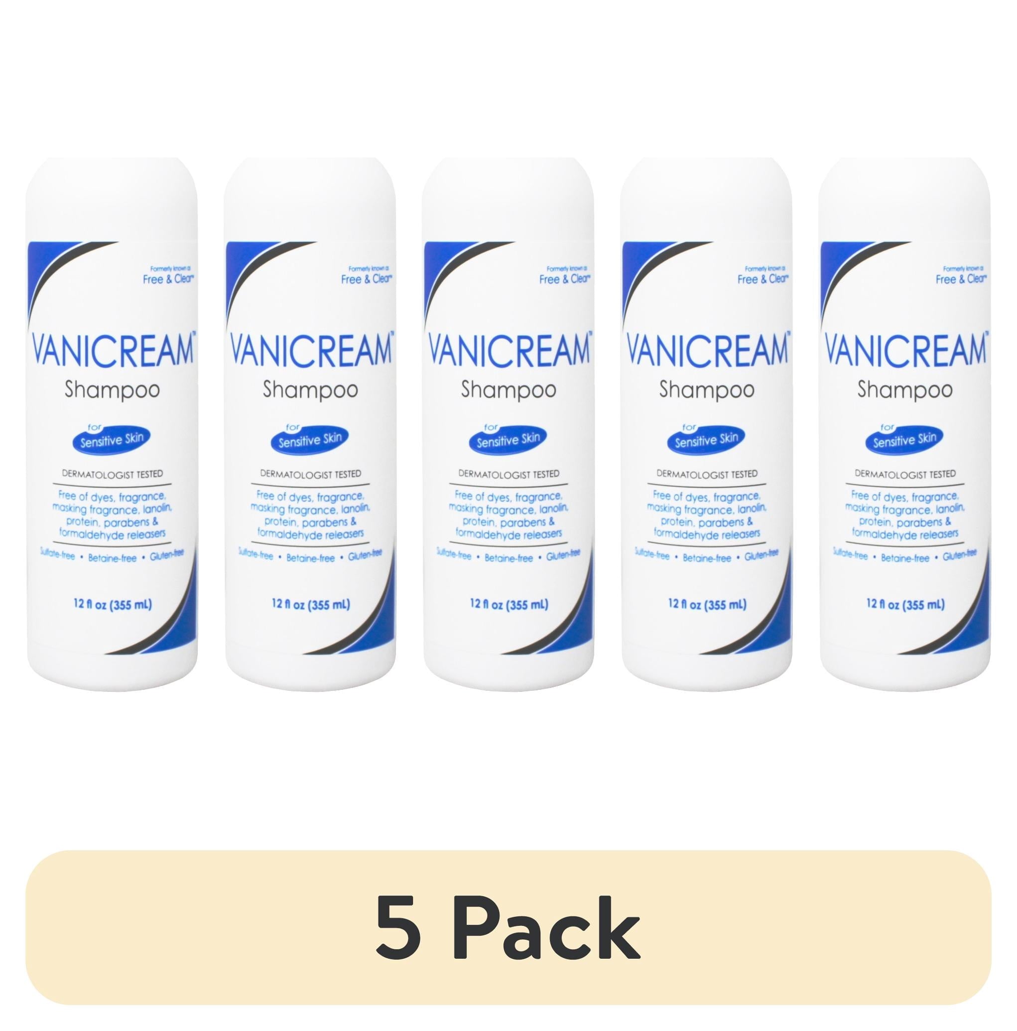 (5 pack) Vanicream Free & Clear Sulfate-Free for Sensitive Skin Adult Daily Shampoo, Fragrance-Free, 12 fl oz