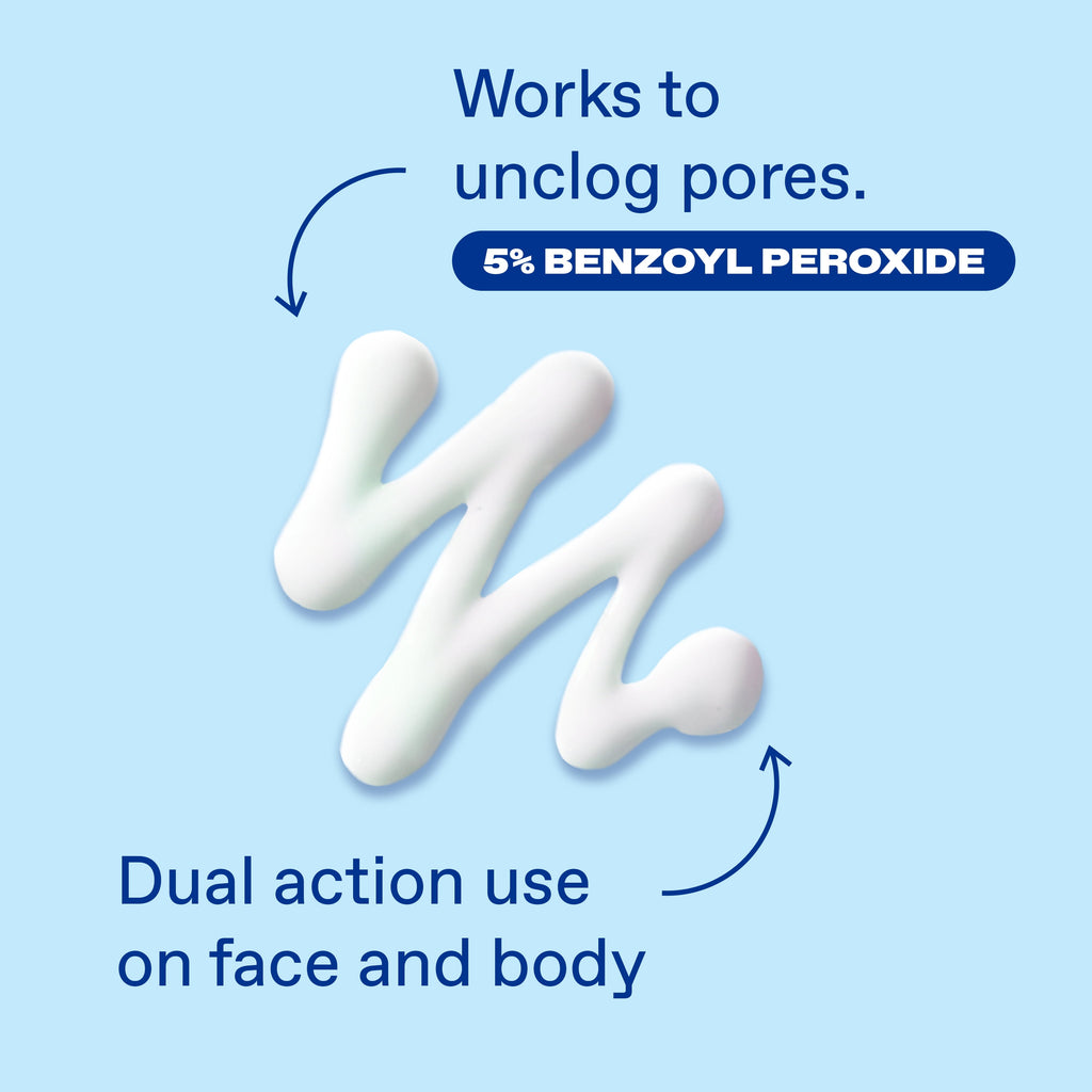 Differin Daily Deep Cleanser Face and Body Wash with 5% Benzoyl Peroxide, Dermatologist-Developed for Acne-Prone Skin, 4 fl oz