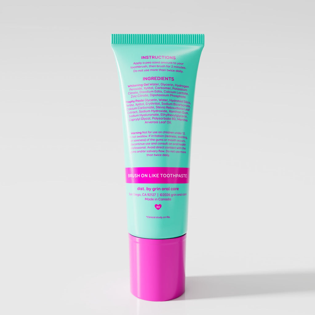 Grin Date Night White Brush-On Whitening Treatment, 2 Shades Whiter in 2 Minutes, Whitens + Polishes in One Step, Safe for Sensitive Teeth, 2 fl oz (60 mL)