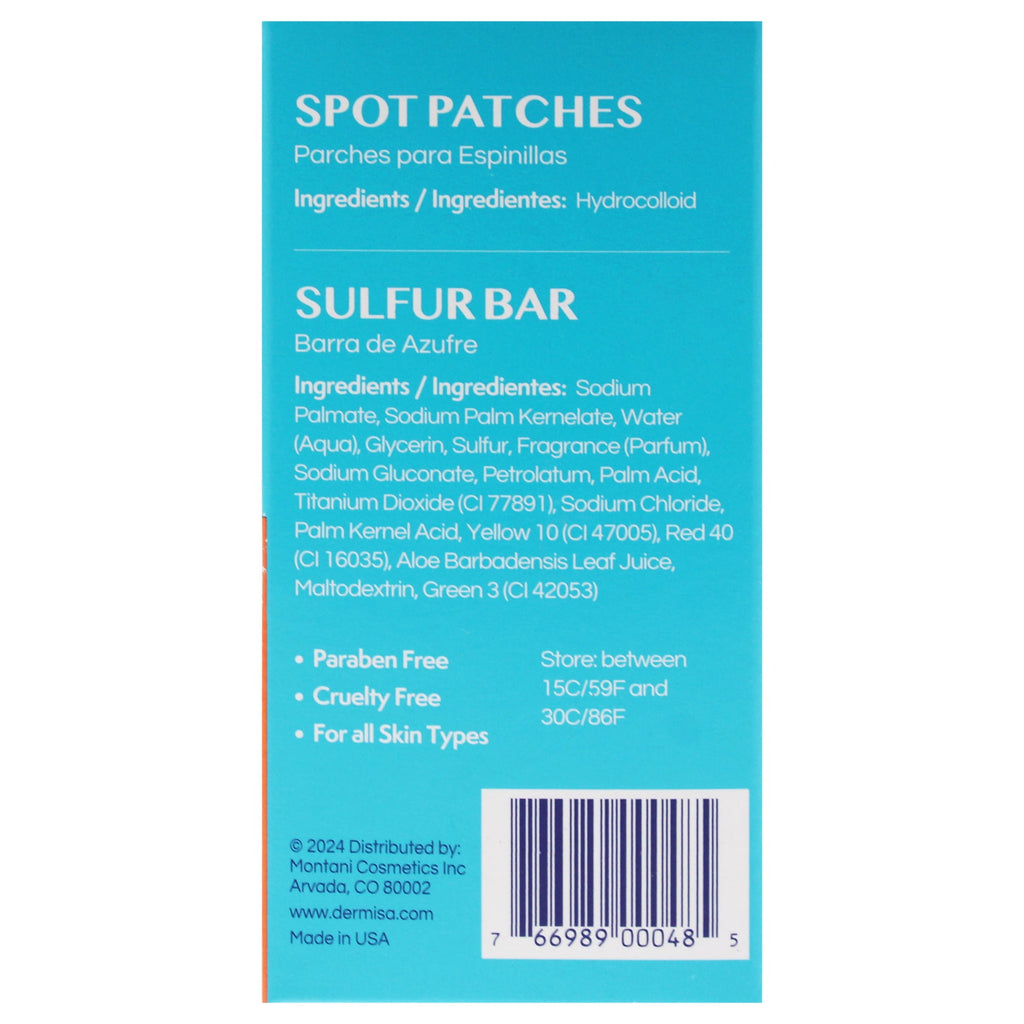 Dermisa Acne Kit , 2 Pc 30 Count Spot Patches, 3oz Sulfur Bar