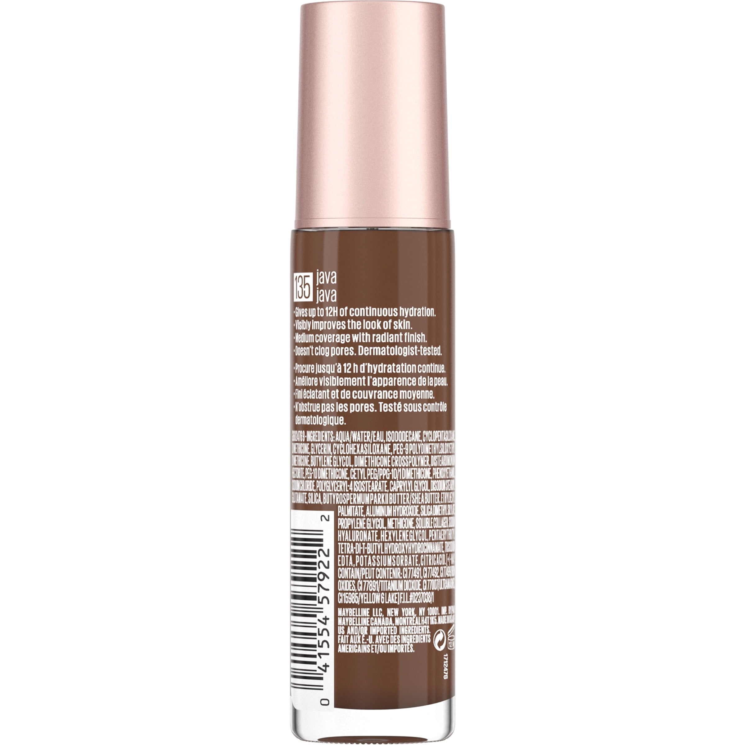 Maybelline Dream Radiant Liquid Medium Coverage Hydrating Foundation, Java, 1 fl. oz.