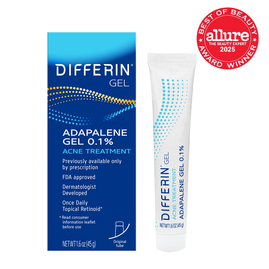 Differin Acne Treatment Gel, Retinoid Treatment for Face with 0.1% Adapalene, Gentle Skin Care for Acne Prone Sensitive Skin, 1.6 OZ