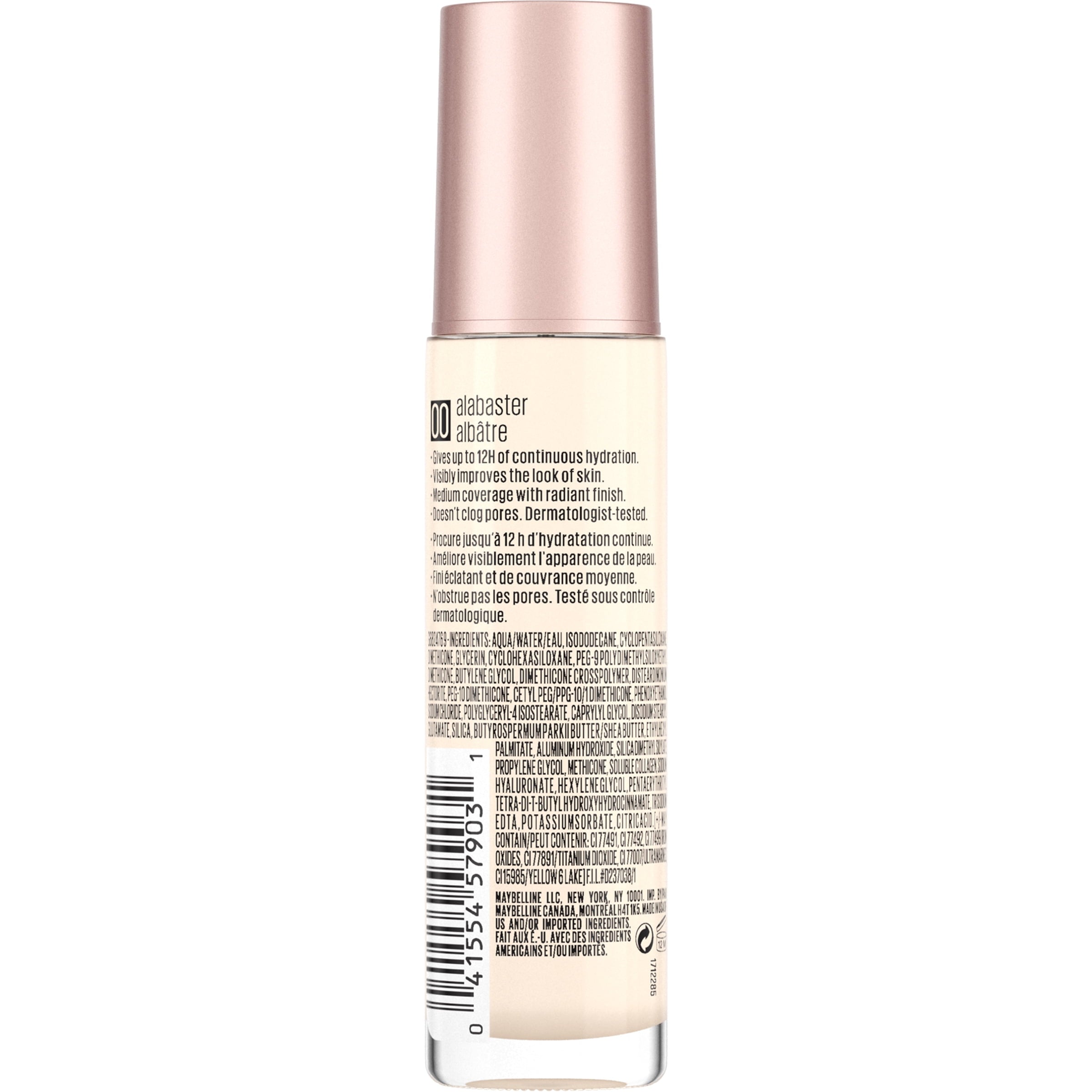 Maybelline Dream Radiant Liquid Foundation Makeup, 00 Alabaster, 1 fl oz