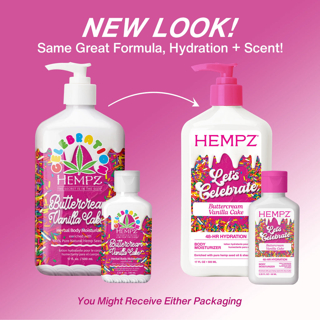 Hempz Let's Celebrate Buttercream Vanilla Cake Moisturizing Hydrating Body Lotion for Dry Skin, 17 fl oz