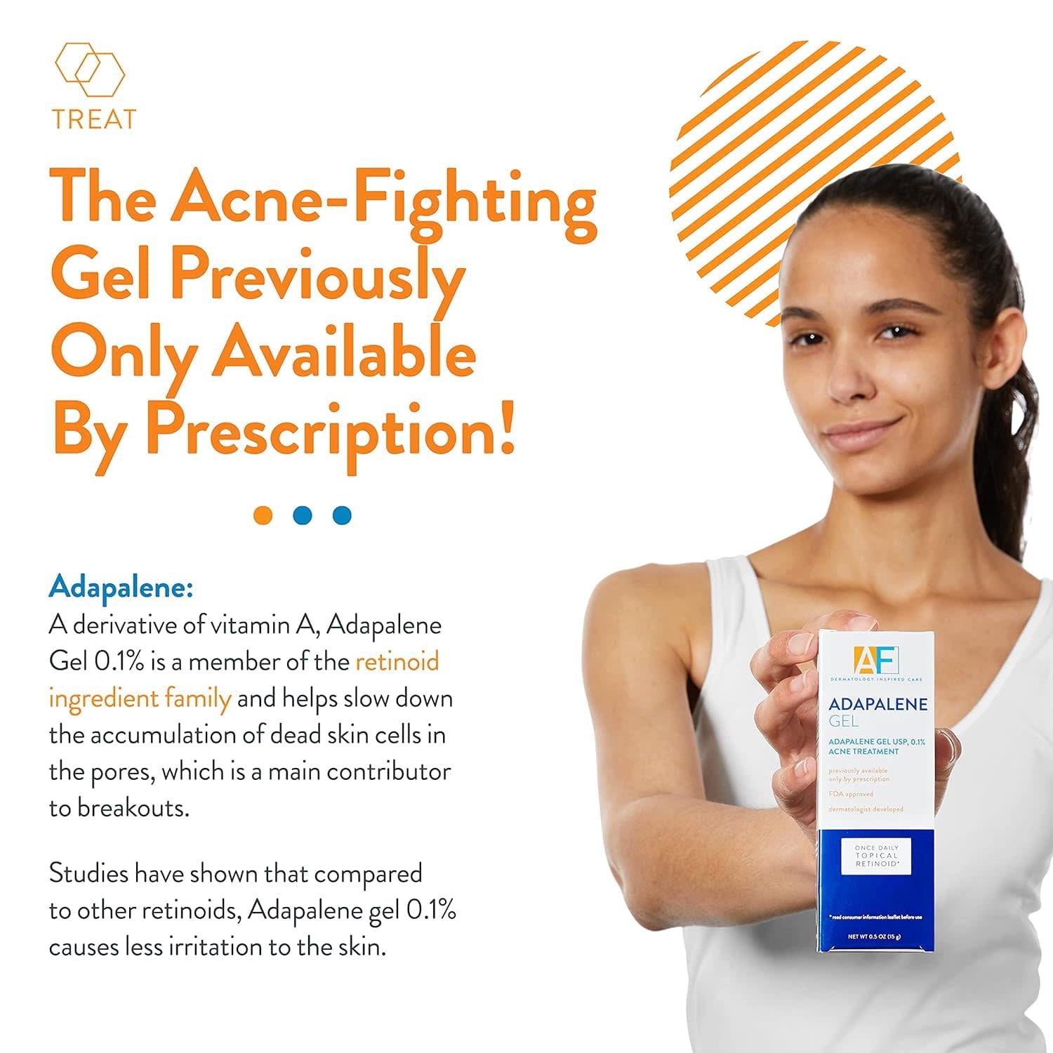AcneFree Adapalene Gel 0.1%, Once-Daily Acne Spot Treatment for Breakouts, 0.5 oz
