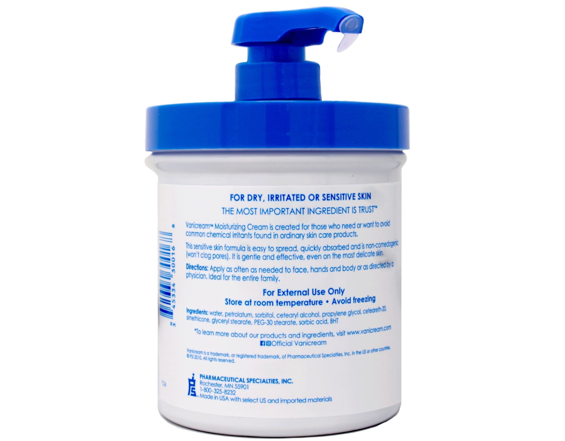 2 Pack - Vanicream Moisturizing Skin Cream for Sensitive Skin with Pump Dispenser - 16 fl oz (1 lb)