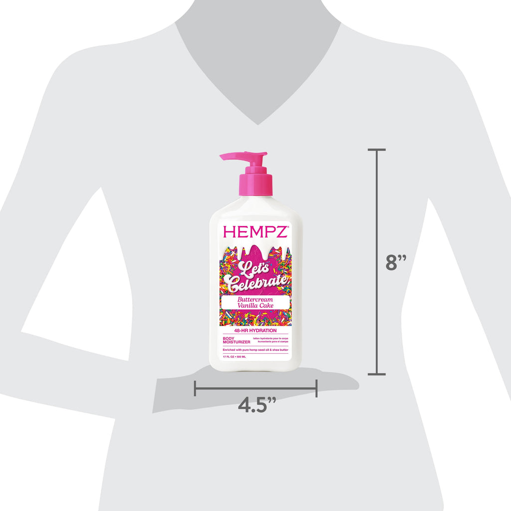 Hempz Let's Celebrate Buttercream Vanilla Cake Moisturizing Hydrating Body Lotion for Dry Skin, 17 fl oz
