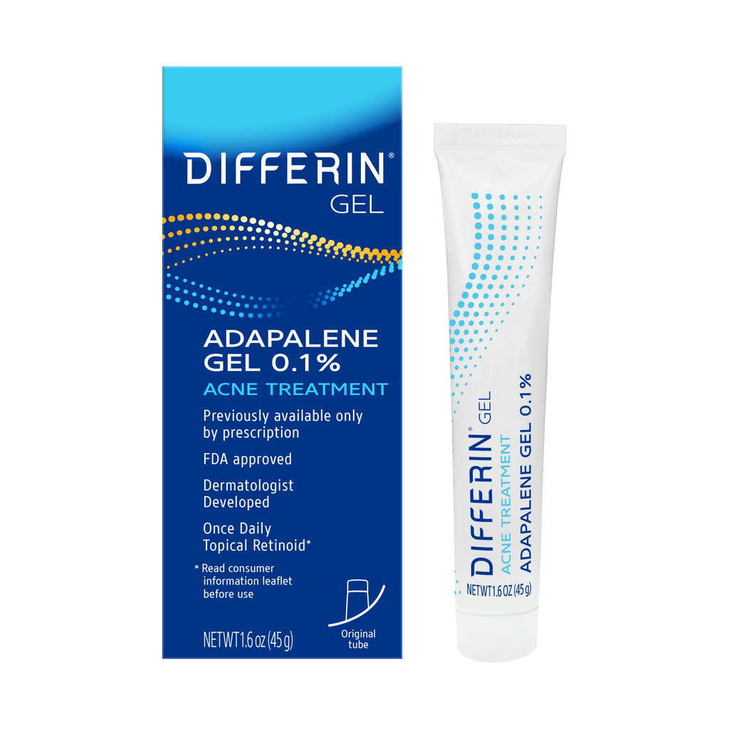 Differin Acne Treatment Gel, Retinoid Treatment for Face with 0.1% Adapalene, Gentle Skin Care for Acne Prone Sensitive Skin, 1.6 OZ