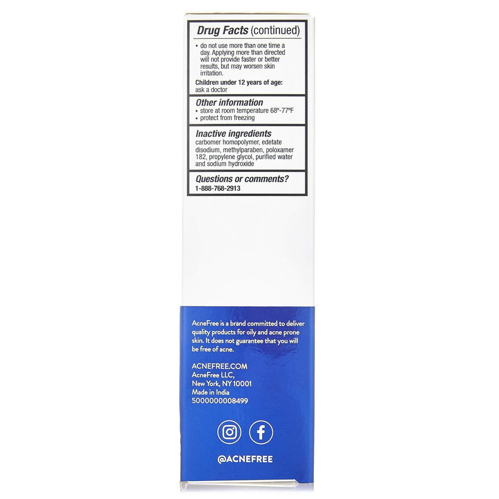 AcneFree Adapalene Gel 0.1%, Once-Daily Acne Spot Treatment for Breakouts, 0.5 oz
