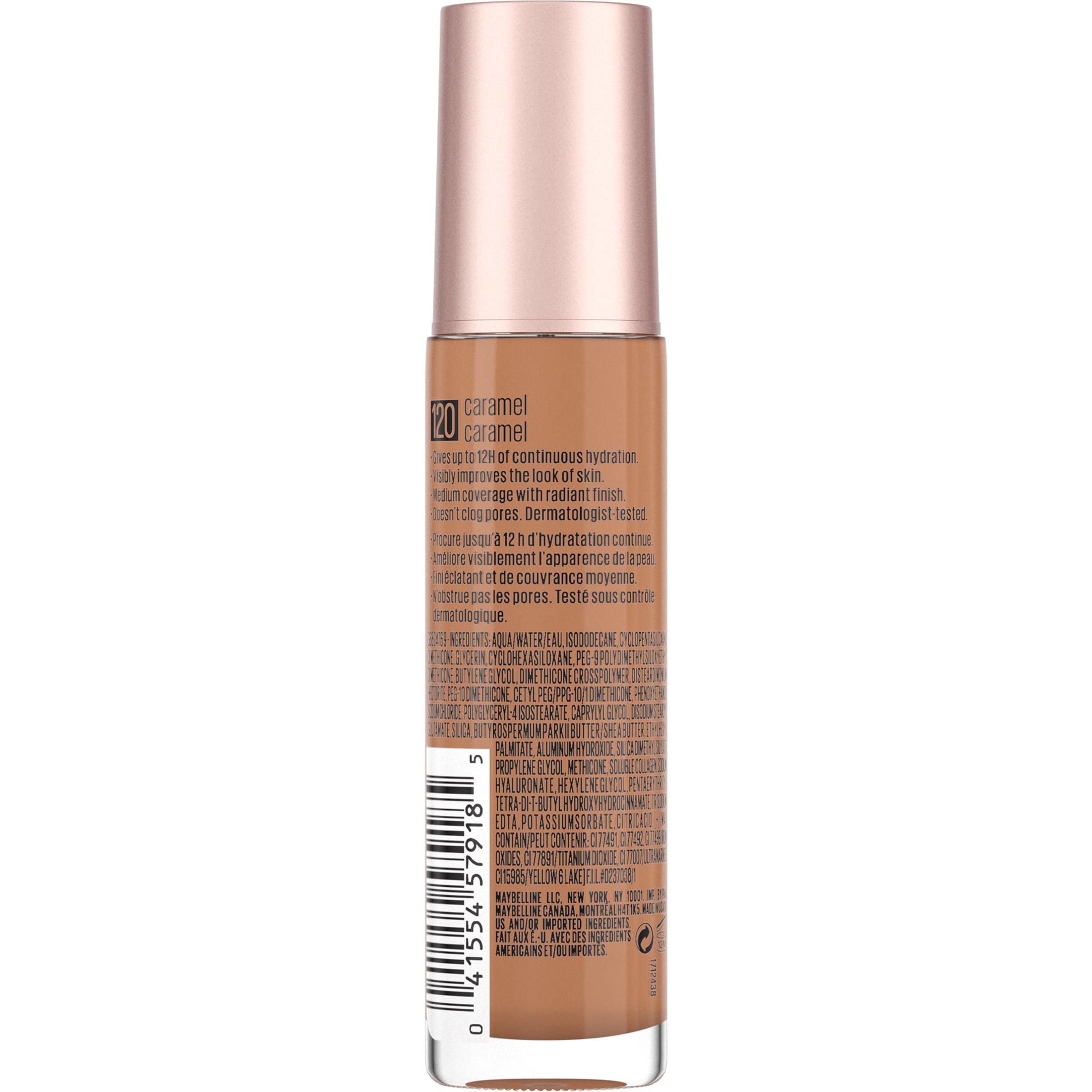 Maybelline Dream Radiant Liquid Foundation Makeup, 120 Caramel, 1 fl oz