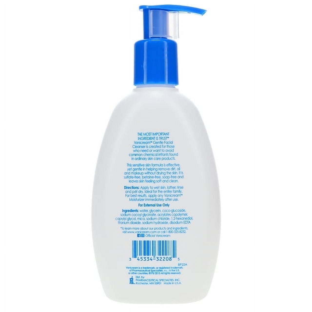 Vanicream, Gentle Facial Cleanser, For Sensitive Skin, Fragrance Free, 8 fl oz - 2 Pack