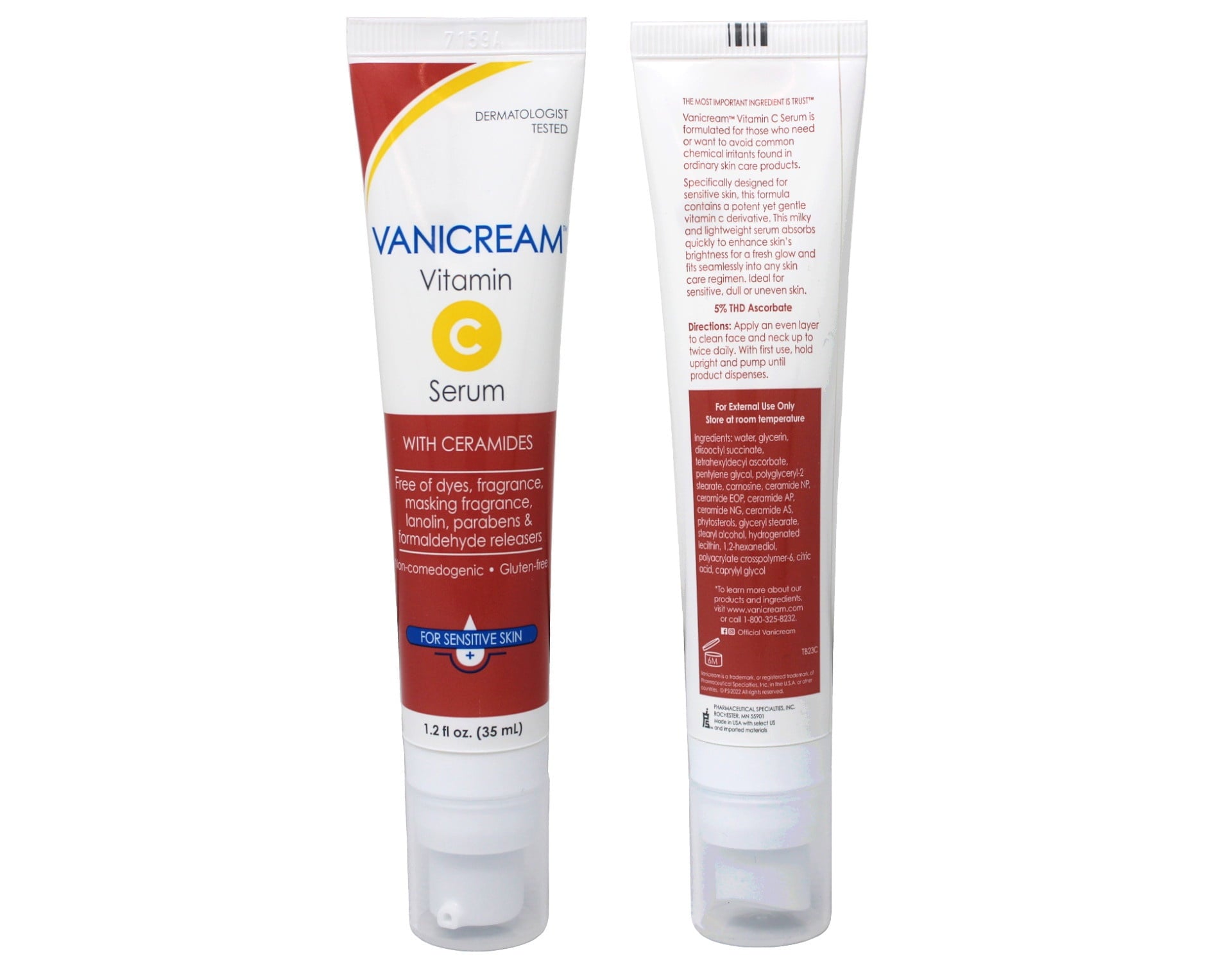 5 Pack - Vanicream Vitamin C Face Serum with Ceramides for Sensitive Skin - 1.2 fl oz