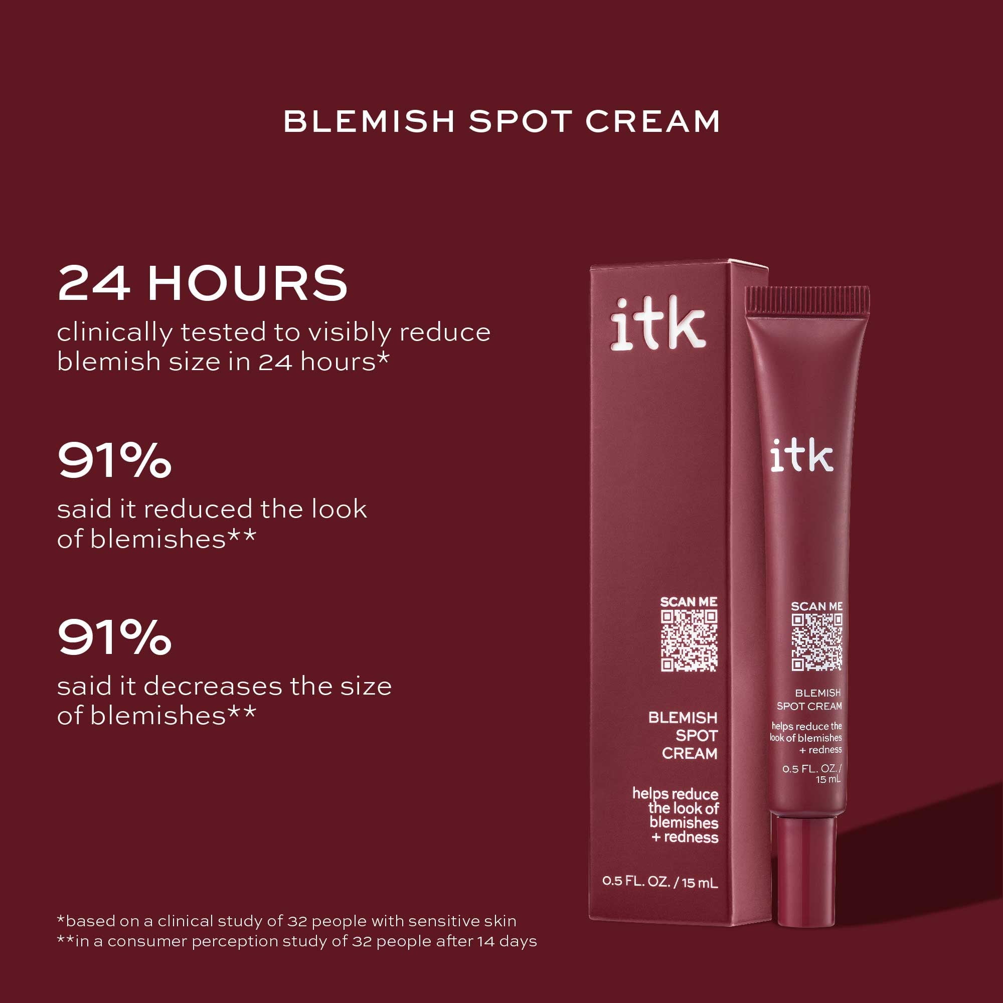 ITK Skincare Blemish Acne Spot Treatment with 0.5% Salicylic Acid + Tea Tree Oil for All Skin Types, 0.5 oz