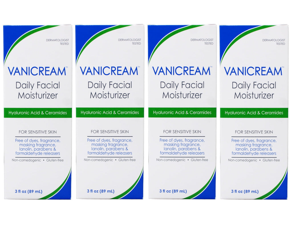 4 Pack - Vanicream Daily Facial Moisturizer For Sensitive Skin, Hyaluronic Acid & Ceramides 89 ml / 3 oz