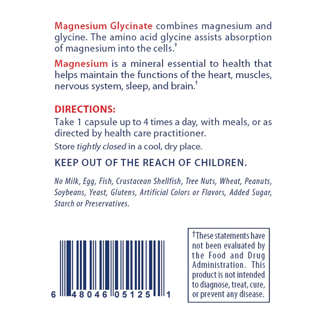 Magnesium Glycinate Supplement for Relaxation & Muscle Support, 90 Capsules