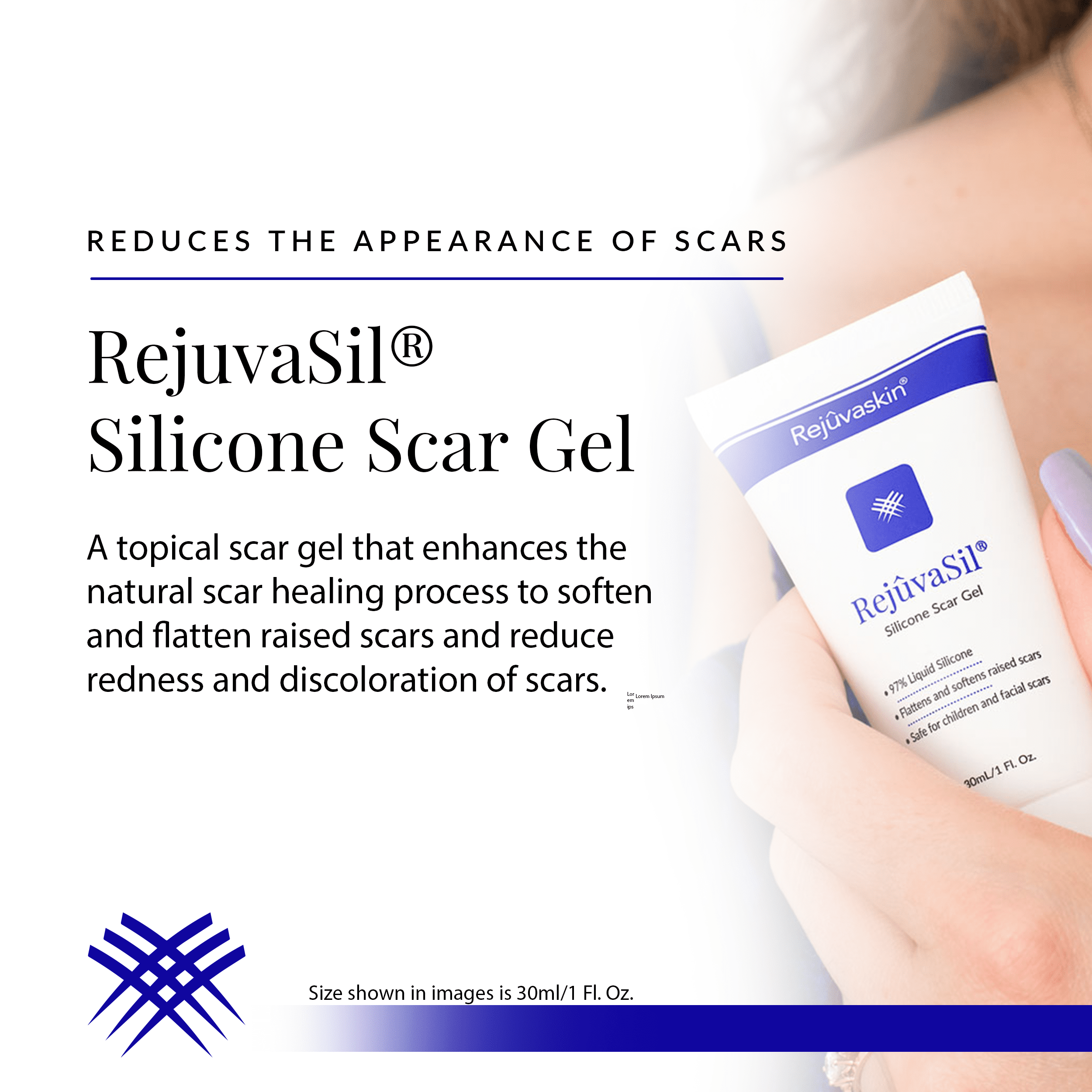 Rejuvaskin Rejuvasil Silicone Scar Gel – Scar Treatment for Surgical Scars for Face, Body, Burn, Keloids, & Acne – Silicone Gel for Scars to Reduced the Appearance of Old & New Scar - 0.33 ounce
