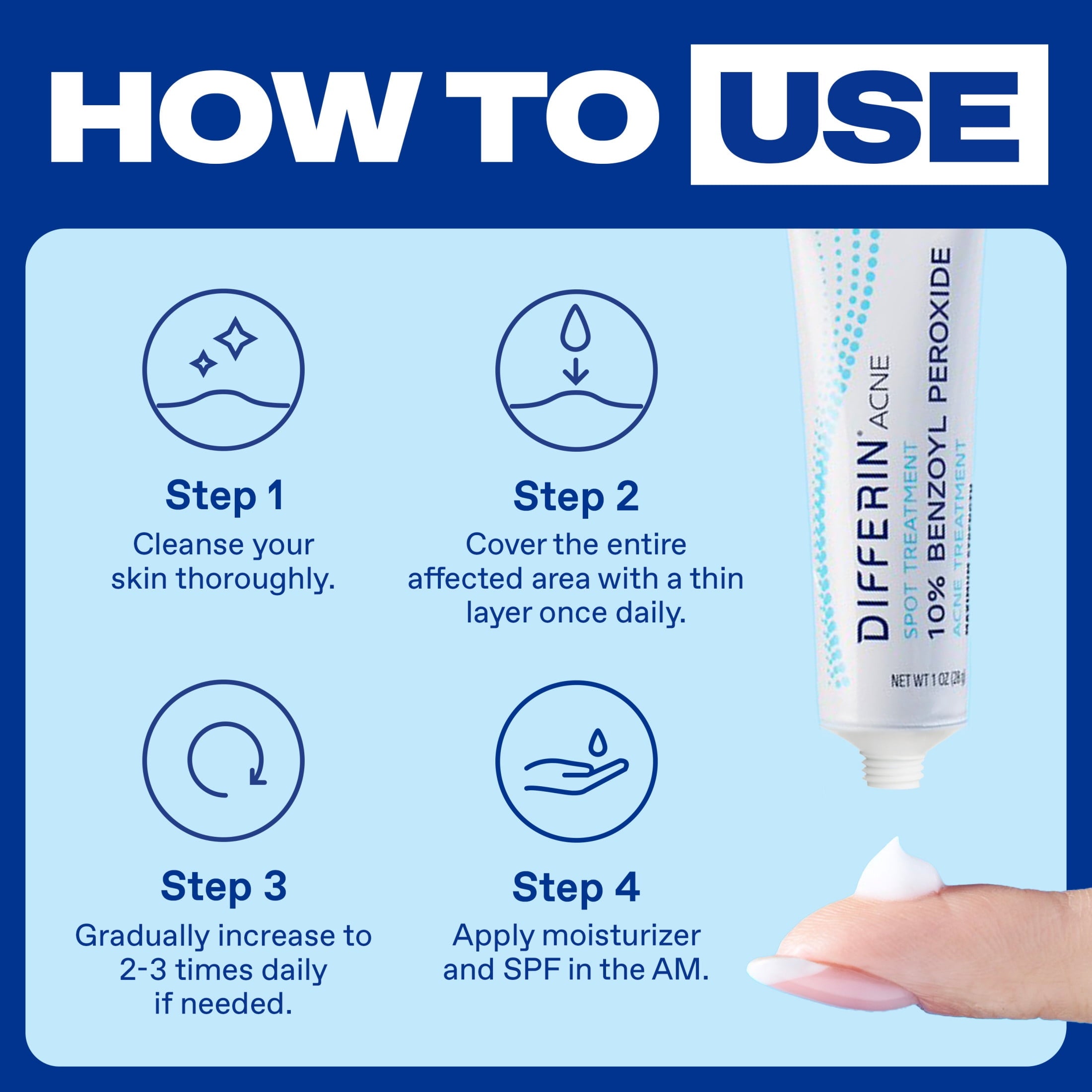 Differin Acne Spot Treatment with 10% Benzoyl Peroxide, Maximum Strength, Fast-Acting, Acne Treatment for Face & Body, 1 oz