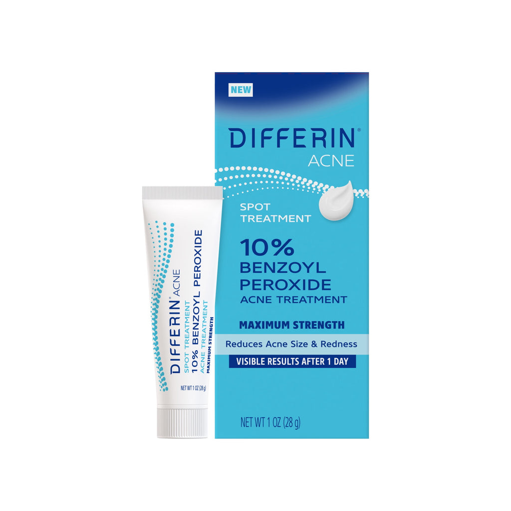 Differin Acne Spot Treatment with 10% Benzoyl Peroxide, Maximum Strength, Fast-Acting, Acne Treatment for Face & Body, 1 oz