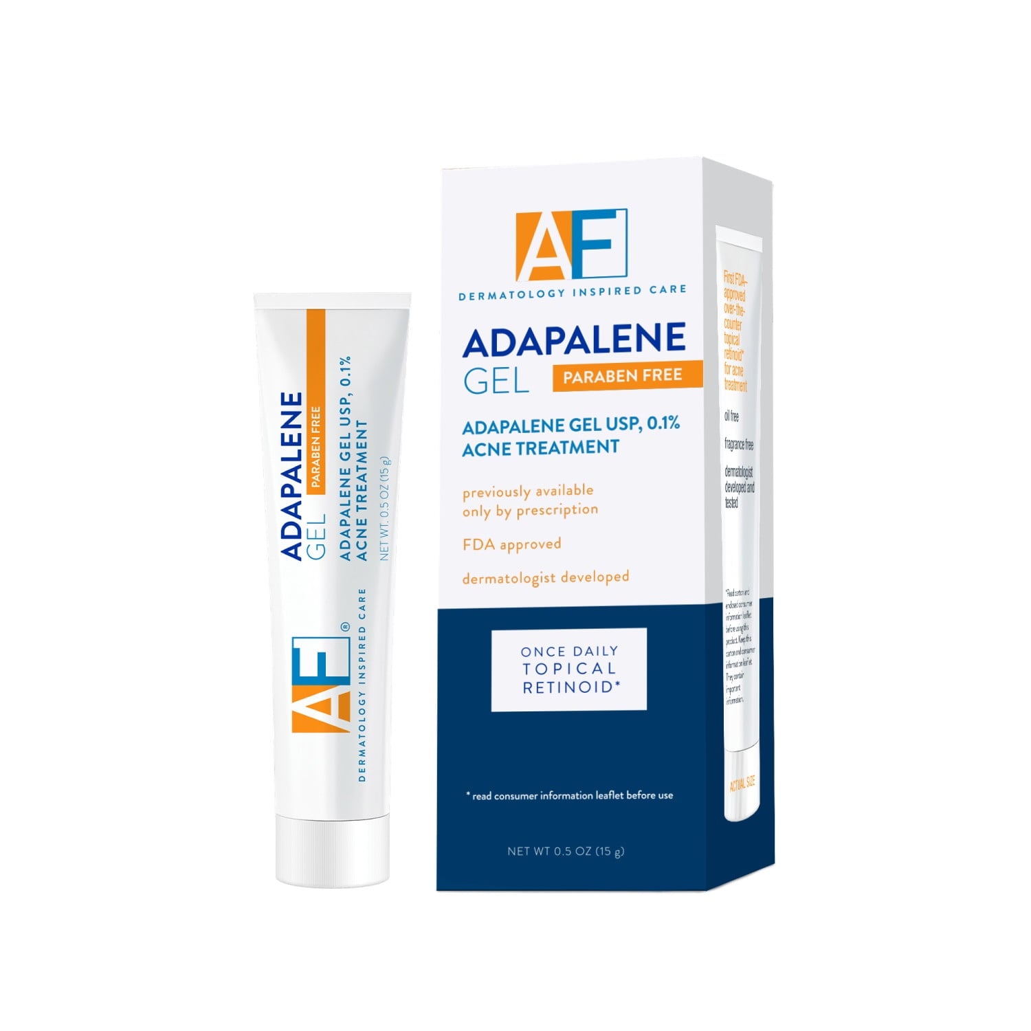 AcneFree Adapalene Gel 0.1%, Once-Daily Acne Spot Treatment for Breakouts, 0.5 oz