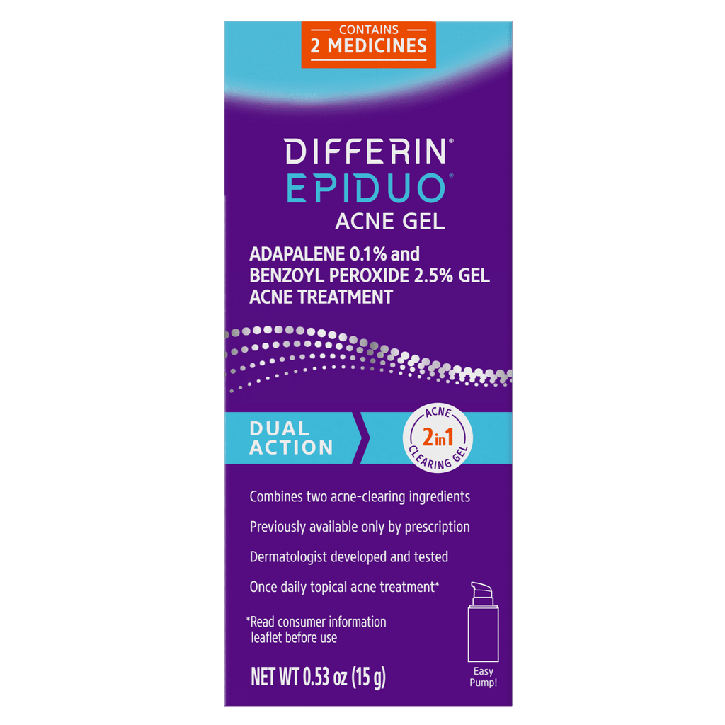 Differin Epiduo Pump 0.5oz with Adapalene 0.1% and Benzoyl Peroxide 2.5% Gel