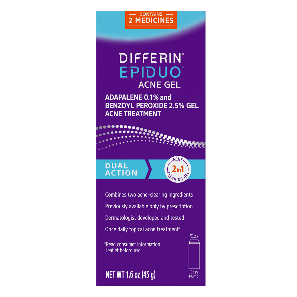 Differin Epiduo Pump 1.6oz with Adapalene 0.1% and Benzoyl Peroxide 2.5% Gel