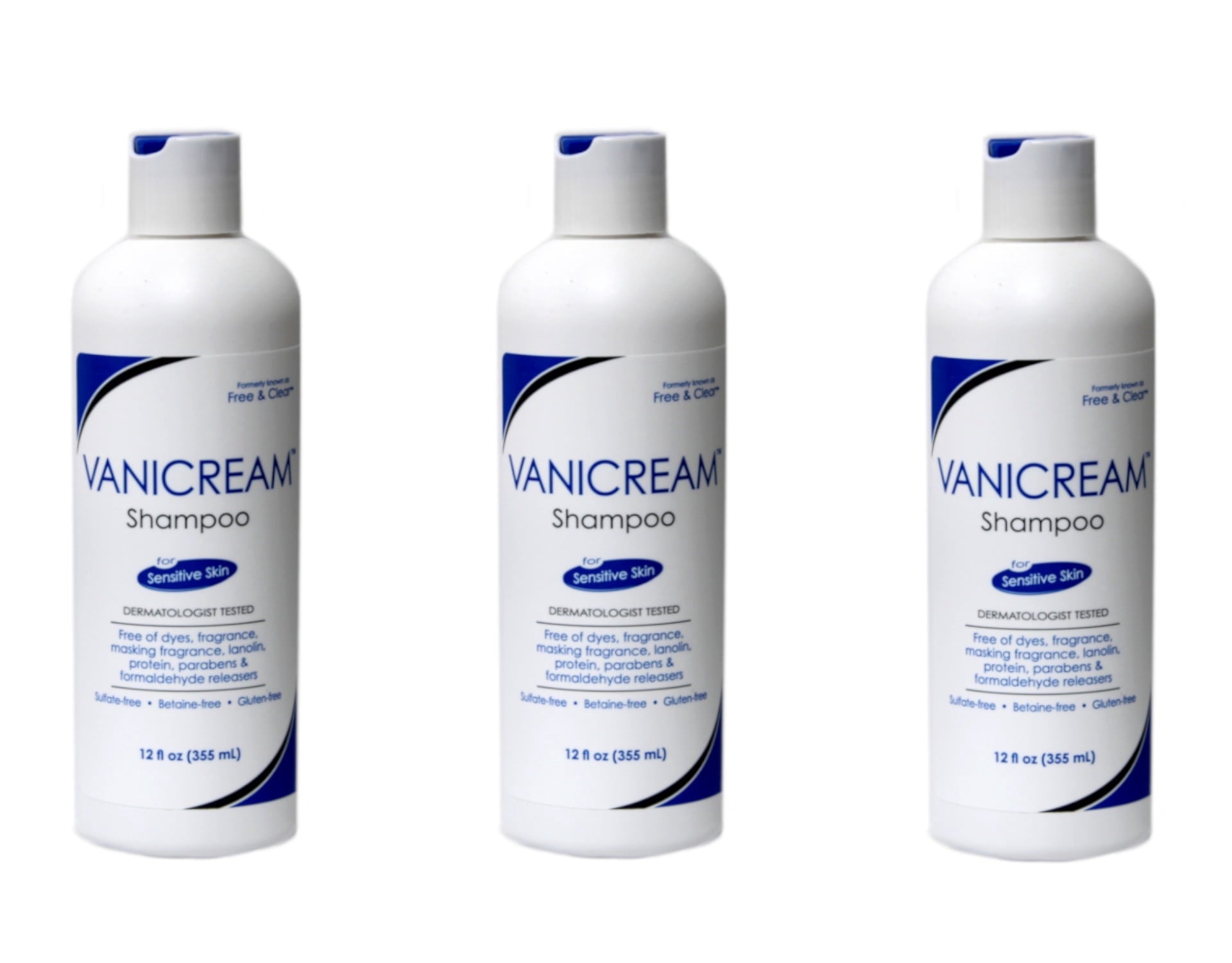 Vanicream Hair Shampoo for Sensitive Skin Preservative Free 12 oz - 3 Pack