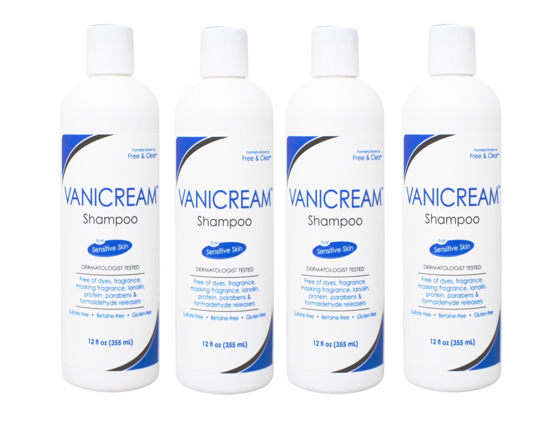 Vanicream Hair Shampoo for Sensitive Skin , 12 FL OZ (Pack of 4)